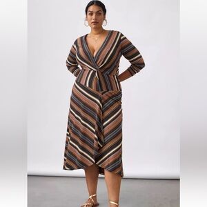 Anthropologie Maeve Striped Wrap Midi Dress 3x